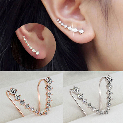 Boucles d'oreilles en zircon plaqué cuivre géométrique de style simple