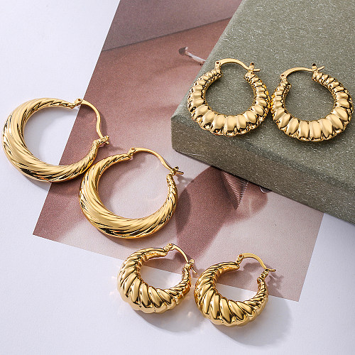 1 Pair Simple Style Solid Color Copper Plating 18K Gold Plated Earrings
