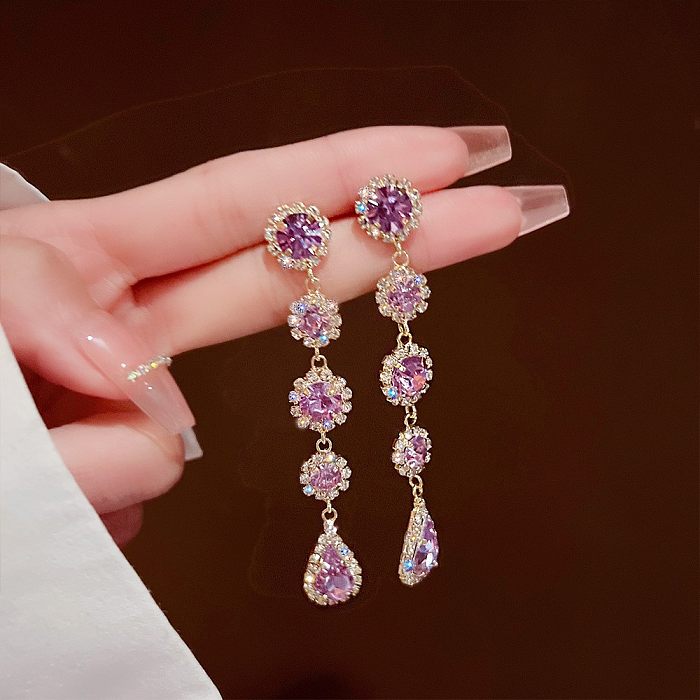 1 Pair Glam Geometric Plating Inlay Copper Artificial Pearls Rhinestones Earrings