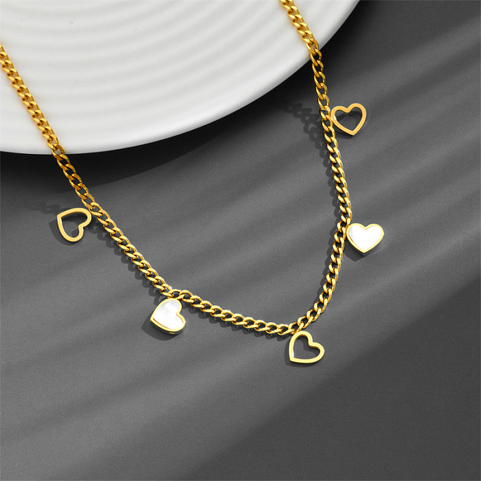 Simple Style Star Heart Shape Butterfly Titanium Steel Inlay Shell Bracelets Necklace