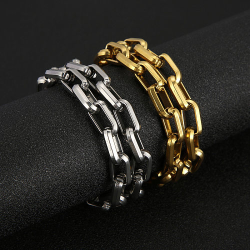 Collier de bracelets en acier titane géométrique style vintage punk