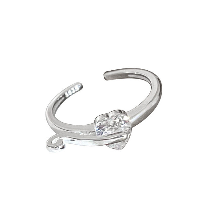 Anéis abertos de zircão com embutimento de cobre em formato de coração estilo simples casual