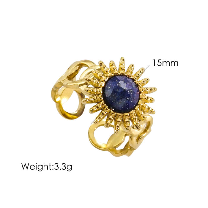 Wholesale Bohemian Sun Stainless Steel Plating Inlay Natural Stone Open Rings