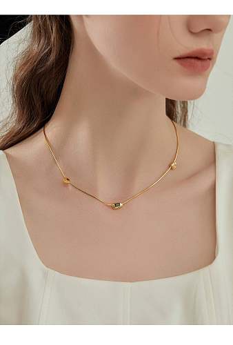 Casual Rectangle Copper Plating Inlay Zircon Necklace