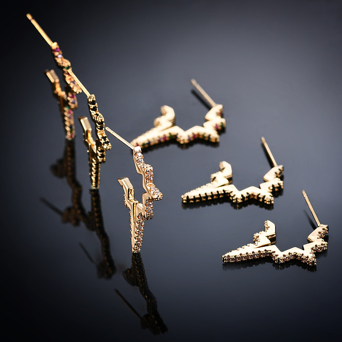 1 Pair Commute Star Plating Inlay Copper Zircon Gold Plated Ear Studs
