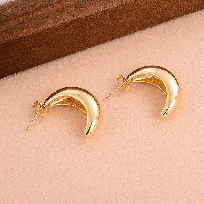 1 Pair Simple Style Solid Color Plating Copper 18K Gold Plated Ear Studs