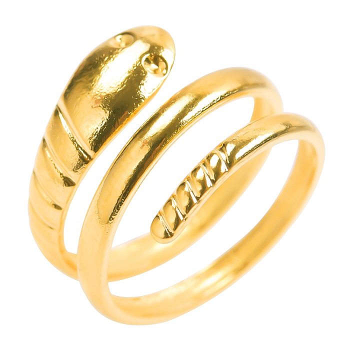 Atacado 1 peça estilo simples cobra titânio aço banhado a ouro anéis