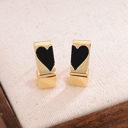 1 Paar IG Style Cool Style Ohrstecker in Herzform aus Kupfer mit 14-Karat-Vergoldung