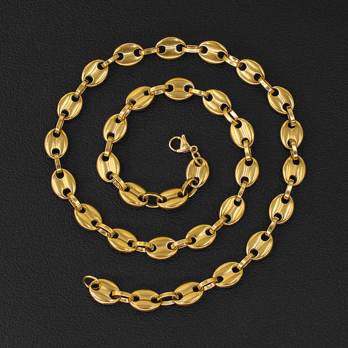 Einfacher Stil, einfarbige Halskette aus Edelstahl mit Titanstahlbeschichtung