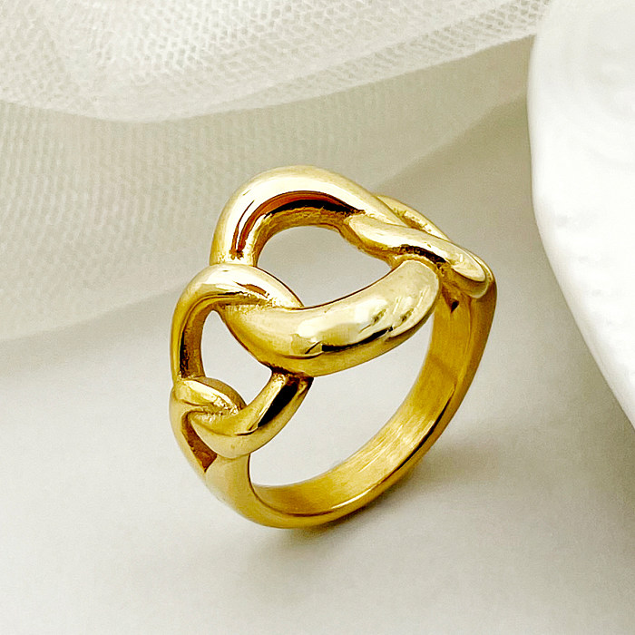 Retro Solid Color Stainless Steel Gold Plated Rings In Bulk