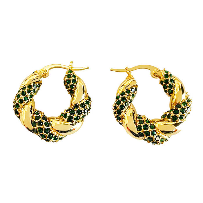 1 Pair Fashion Geometric Copper Inlay Zircon Earrings