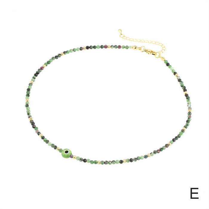 Bohemian Simple Style Eye Künstliche Edelsteine ​​Kupfer 18K vergoldete Halskette in großen Mengen