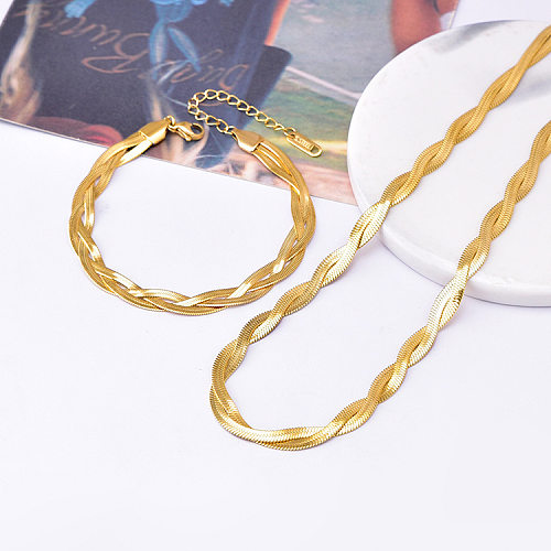 Großhandel Streetwear-Armband-Halskette aus einfarbigem Titanstahl