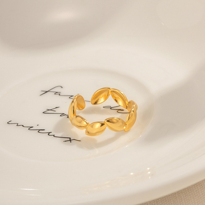 Ovaler offener Ring im IG-Stil mit Edelstahlbeschichtung und 18-Karat-Vergoldung