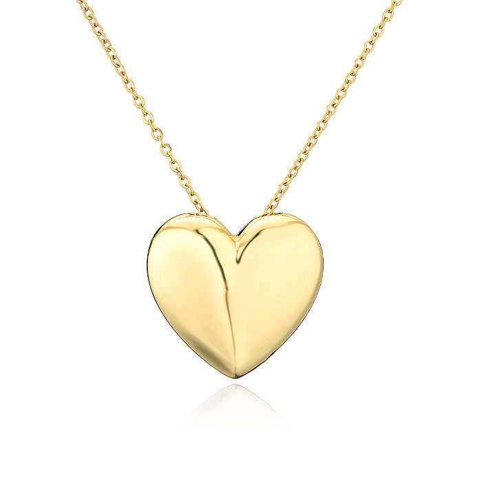 Nuevo estilo de cobre con incrustaciones de circonio chapado en oro de 18 quilates, pendientes de corazón, anillo de apertura de collar