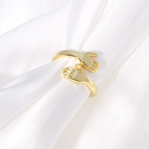 Anel aberto de cobre de palma da moda anéis de cobre banhados a ouro 1 peça