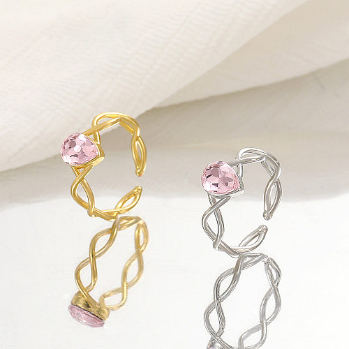 Anéis de zircão embutidos de cobre com gotas de água da moda, 1 peça