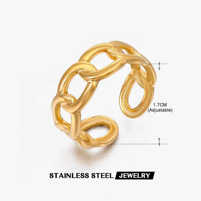 Modern Style Geometric Stainless Steel 18K Gold Plated Open Rings In Bulk