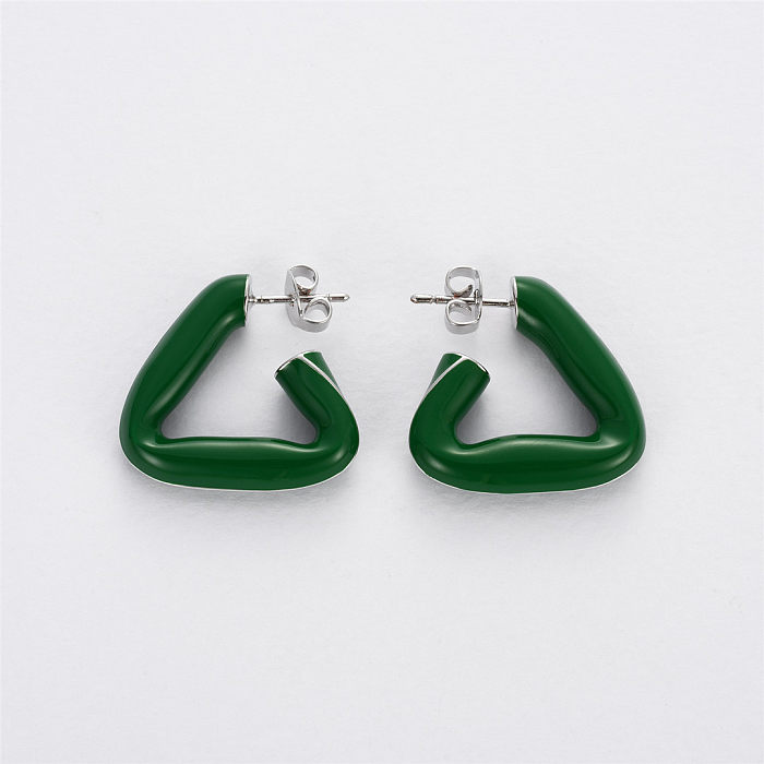 1 Pair Modern Style Streetwear Geometric Enamel Plating Copper Earrings