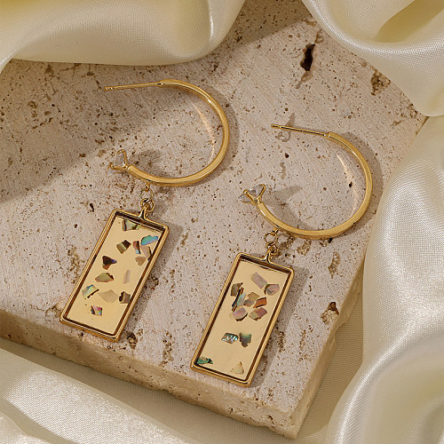 1 paire de boucles d'oreilles pendantes, Style Vintage, Style romain, carré, rectangulaire, incrustation de cuivre et Zircon plaqué or 18 carats