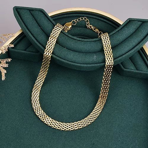 Collier de bracelets plaqué or 18 carats en acier titane de couleur unie de style vintage