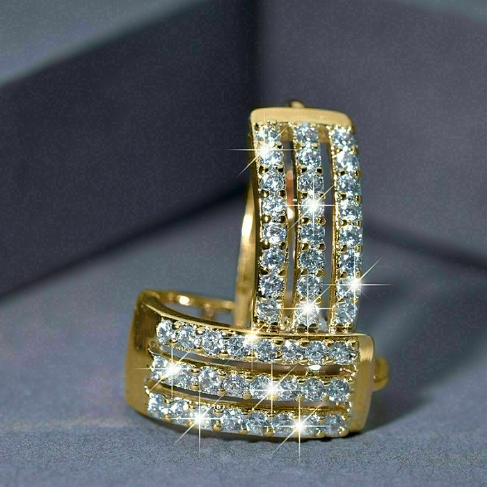 1 Pair Simple Style Square Inlay Copper Zircon Earrings