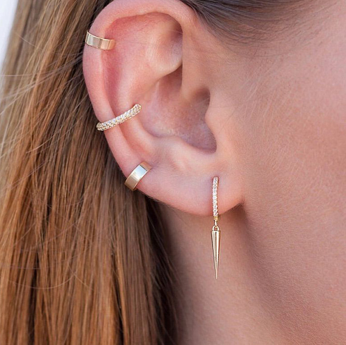 Fashion Geometric Copper Gold Plated Zircon Drop Earrings 1 Pair