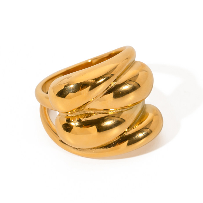 Atacado estilo IG cor sólida chapeamento de aço inoxidável anéis banhados a ouro 18K
