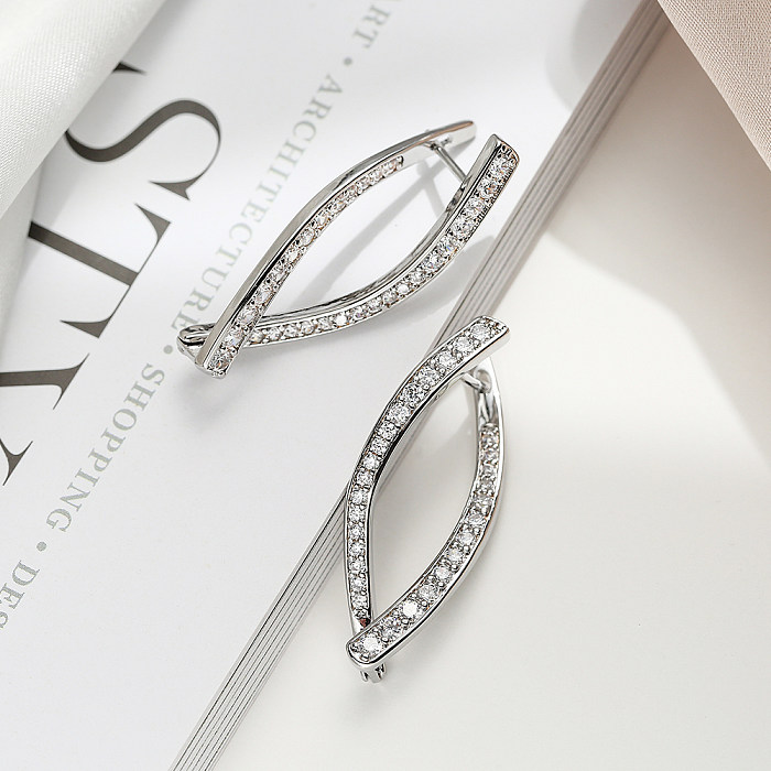 1 Pair Simple Style Commute Geometric Plating Inlay Copper Zircon 18K Gold Plated Earrings