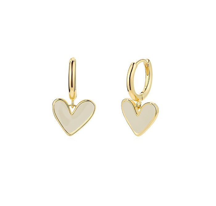 1 Pair Elegant Heart Shape Enamel Copper Earrings