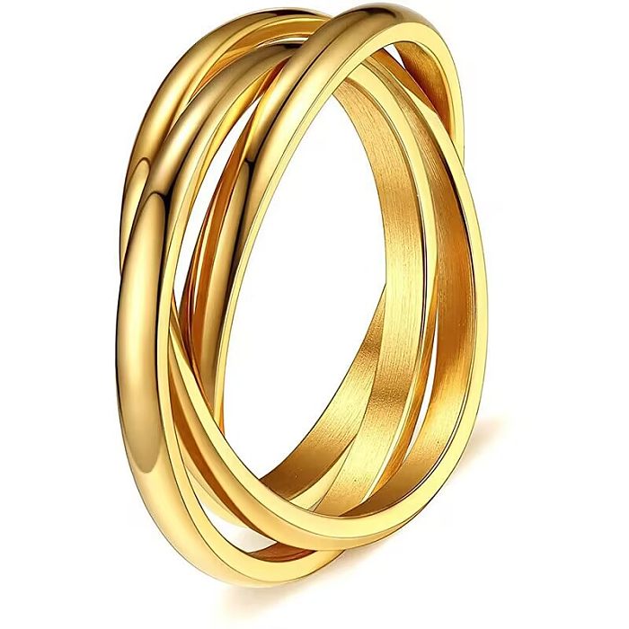 Casual Simple Style Solid Color Titanium Steel Polishing Plating Rings