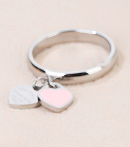 Wholesale Simple Style Heart Shape Titanium Steel Charm Ring