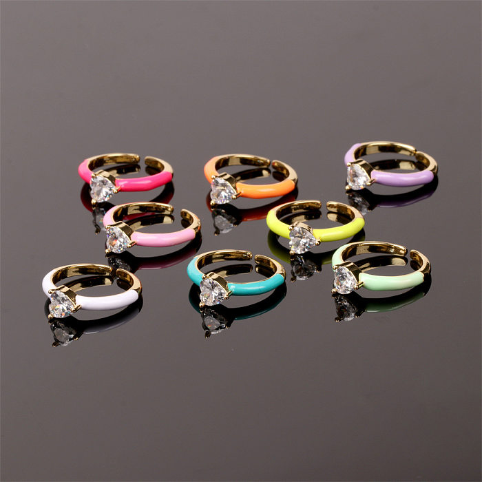 Wholesale Simple Heart Zircon Copper Ring jewelry