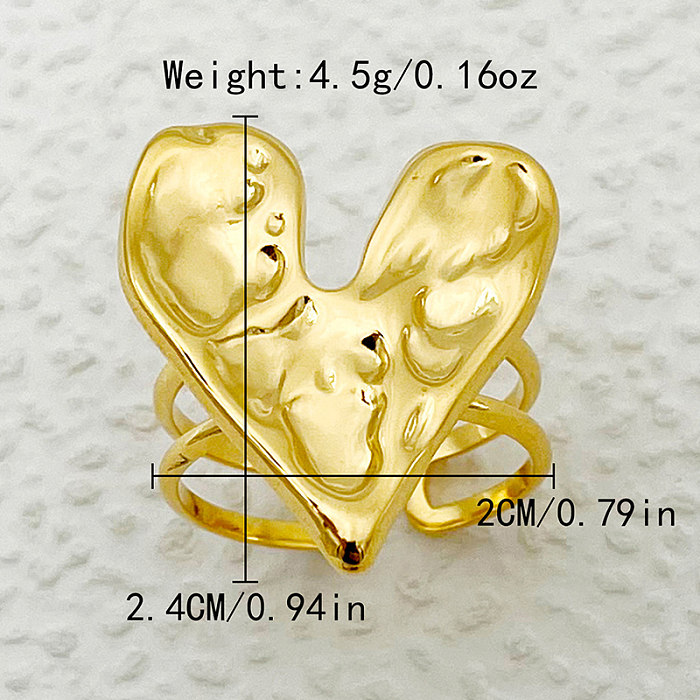 Lässige, elegante, herzförmige, vergoldete offene Ringe aus Edelstahl im Großhandel