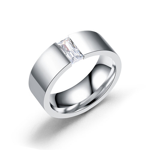 Atacado moda abertura micro-incrustada zircão anel de aço inoxidável joias