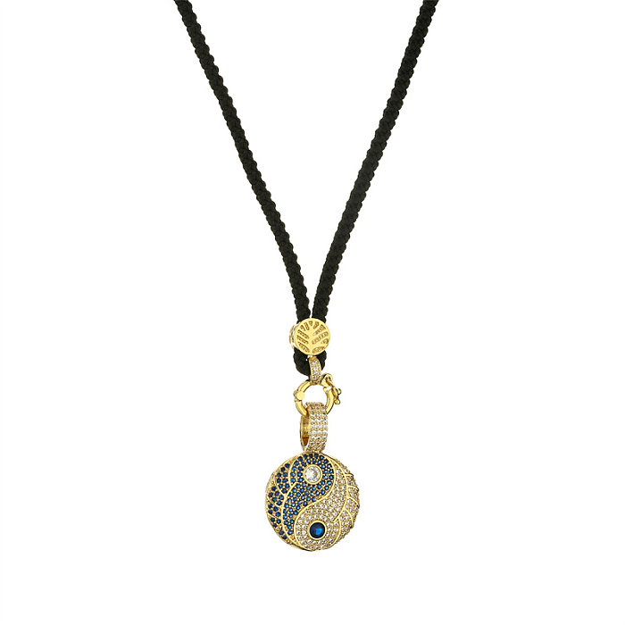 Streetwear Gossip Devil'S Eye Copper Plating Inlay Zircon Gold Plated Pendant Necklace