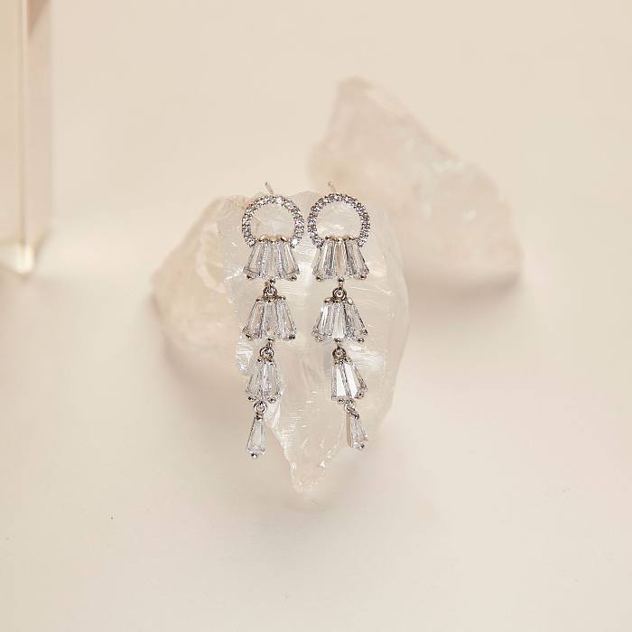 1 Pair Modern Style Geometric Plating Inlay Copper Artificial Gemstones Drop Earrings