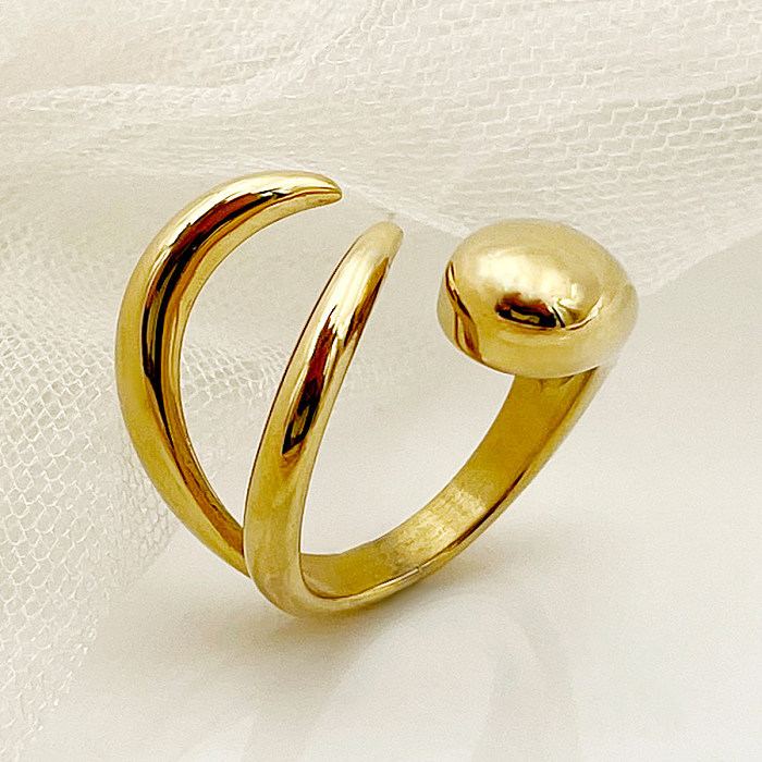 Estilo vintage estilo simples cor sólida chapeamento de aço inoxidável oco anéis abertos banhados a ouro