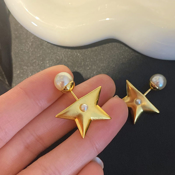 1 Pair Vintage Style Star Plating Copper Drop Earrings