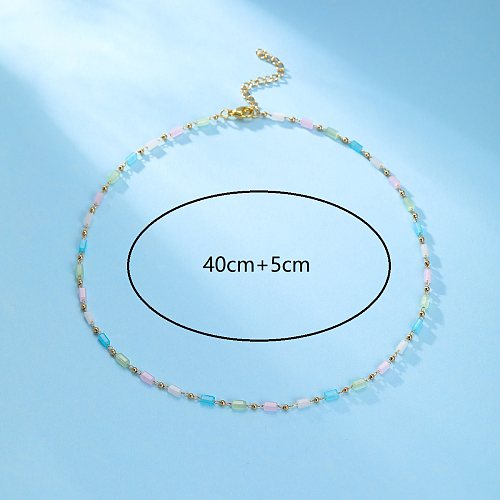 Basic Vacation Colorful Copper Beaded Plating 18K Gold Plated Necklace