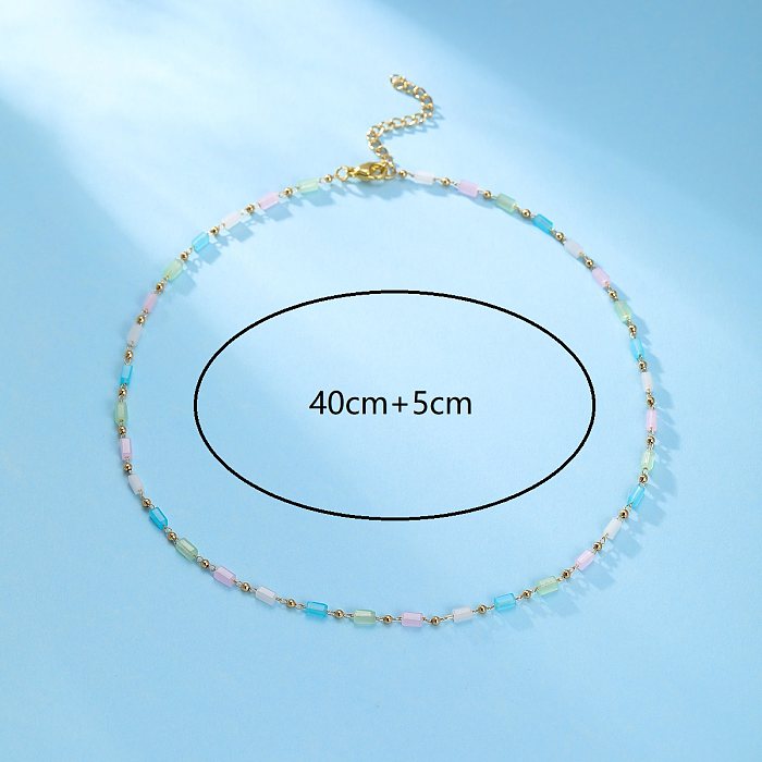 Basic Vacation Colorful Copper Beaded Plating 18K Gold Plated Necklace