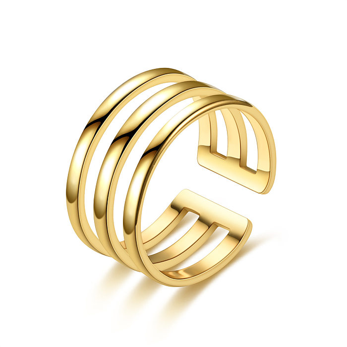 Bague Simple en acier titane réglable pour femme, bijoux en or 24 carats