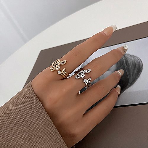 Fashion Notes Copper Inlay Zircon Open Ring 1 Piece