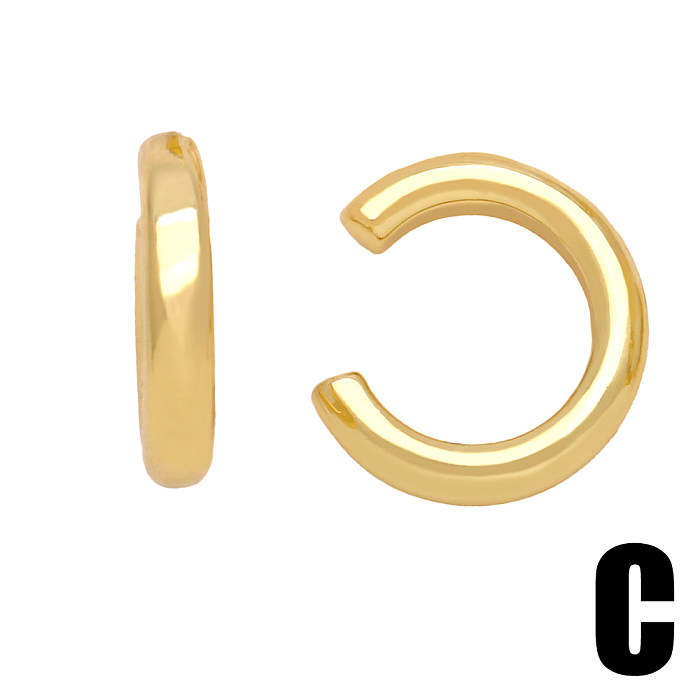 1 Paar schlichte C-förmige Ohrclips aus Kupfer mit 18-Karat-Vergoldung
