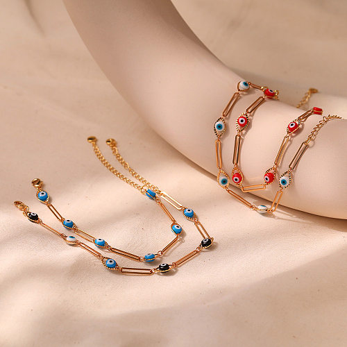 Bracelets plaqués or 18 carats en cuivre et émail artistique avec œil du diable
