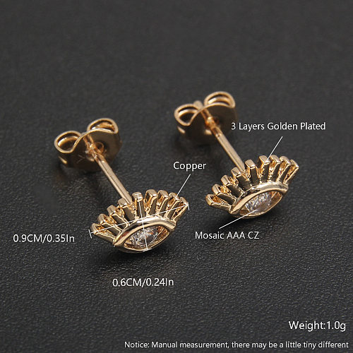 1 par de pinos de orelha banhados a ouro, estilo simples, formato de coração, laço, cobre