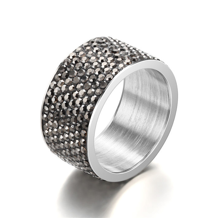 Atacado novo estilo geométrico cheio de diamantes joias de anel de aço de titânio