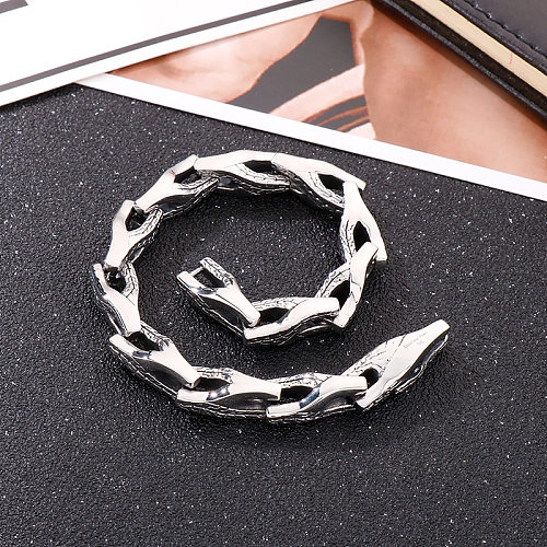 Collier de bracelets en acier titane géométrique décontracté streetwear