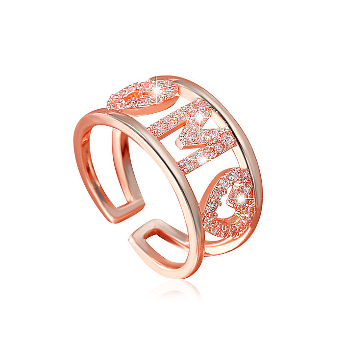 Korean Zircon Open Heart Copper Ring Wholesale