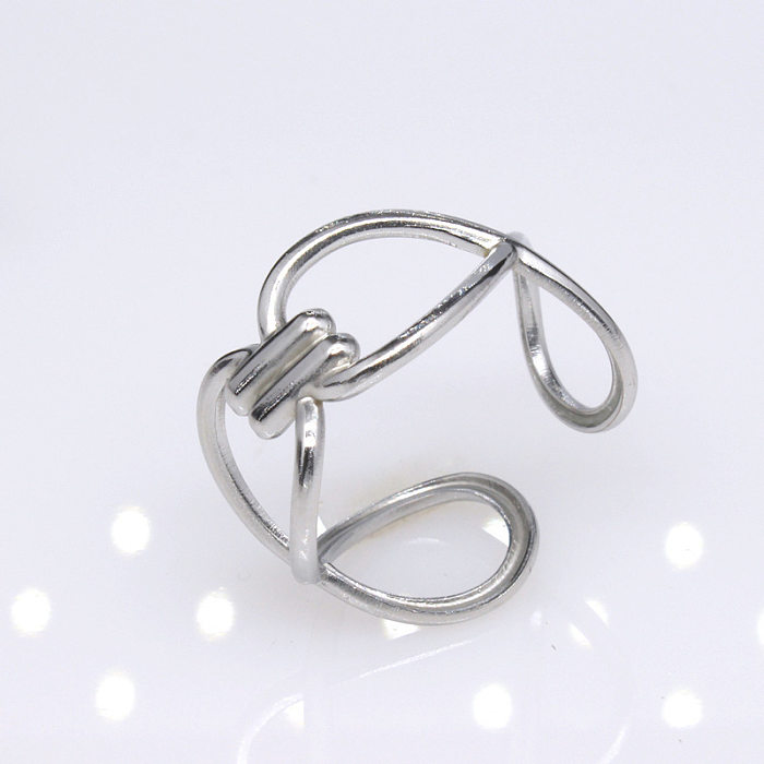 Retro Geometric Titanium Steel Plating Open Ring 1 Piece
